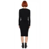 Kadın Bodycon Düz Triko Midi Elbise Uzun Kollu V Yaka Günlük Şık ve Rahat Kombinler İçin Kaliteli