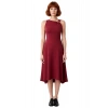 Kadın Bordo Skater Kesim Aksesuar Detaylı Midi Elbise Şık Ve Konforlu Dokuma Tasarım Kaliteli