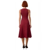 Kadın Bordo Skater Kesim Aksesuar Detaylı Midi Elbise Şık Ve Konforlu Dokuma Tasarım Kaliteli
