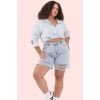Kadın Büyük Beden Denim Şort Yüksek Belli Rahat ve Şık Günlük Hafta Sonu Dayanıklı Malzeme