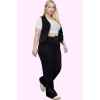 Kadın Büyük Beden Finike Dokuma Uzun Pantolon Yüksek Bel Wide Leg Günlük Dayanıklı Malzeme
