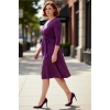 Kadın Büyük Beden Mor Kruvaze Kuşaklı A line Örme Midi Elbise Şık Ve Rahat Bir Seçim Kaliteli