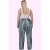 Kadın Büyük Beden Örme Pantolon; Yüksek Bel Geniş Paça Animal Desen 100% Polyester Günlük Kombinler