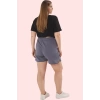 Kadın Büyük Beden Örme Şort Yüksek Bel Regular Günlük Kullanım Hafta Sonu Kaliteli Malzeme
