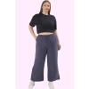 Kadın Büyük Beden Pantolon Yüksek Bel Geniş Paça Rahat Kesim Günlük Kullanım Modern Tasarım