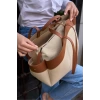 Kadın Büyük Tote Çanta Suni Deri Detaylı Geniş Hacimli Omuz Çantası Modern Stil Özel Tasarım