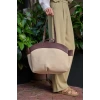 Kadın Büyük Tote Çanta Suni Deri Detaylı Geniş Hacimli Omuz Çantası Modern Stil Özel Tasarım