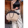 Kadın Büyük Tote Çanta Suni Deri Detaylı Geniş Hacimli Omuz Çantası Modern Stil Özel Tasarım