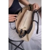 Kadın Büyük Tote Çanta Suni Deri Detaylı Geniş Hacimli Omuz Çantası Modern Stil Özel Tasarım