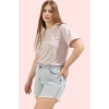 Kadın Buz Mavisi Skinny Denim Şort Yüksek Bel Esnek Pamuklu Günlük Kullanım Modern Tasarım