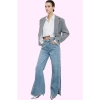 Kadın Care Koleksiyonu Pamuk Denim Pantolon Yüksek Bel Geniş Paça Casual Stil Günlük Kullanım