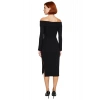 Kadın Carmen Yaka Bodycon Kalıp Midi Boy Örme Elbise Soğuk Havalarda Zarafetle Buluşun Kaliteli