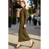 Kadın Casual Dik Yaka Düşük Kollu Maxi Boy Triko Elbise Rahat Shift Kalıp Kış Kombinleri İçin