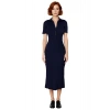 Kadın Casual Düz Desenli Bodycon Polo Yaka Kısa Kollu Triko Maxi Elbise İlkbahar Sonbahar Şıklığı