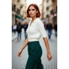 Kadın Casual Ortamlar İçin Ekru Regular Kesim Kısa Kollu Polo Yaka Fitilli Crop Triko Bluz Şık