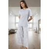 Kadın Çiçekli %100 Pamuklu Rahat Pijama Takımı Özel Tasarım Profesyonel Görünüm Özenle Seçilmiş