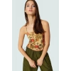 Kadın Çiçekli Desenli Fitted Crop Bluz Astarlı Tül Örme Dayanıklı Malzeme Günlük Kullanım İçin