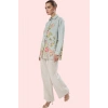Kadın Çiçekli Desenli Oversize Keten Görünümlü Gömlek Polyester Günlük Kullanım Hafta Sonu