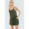 Kadın Çiçekli Örme Askılı Crop Üst Ve Şort Takım Rahat Günlük Stil Trend Tasarım