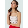 Kadın Çiçekli Waffle Kumaş Fitted Crop Bluz Yüksek Kalite Mükemmel Uyum Rahat Ve Şık