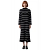 Kadın Çizgili Dik Yaka Triko Elbise A line Kesim Uzun Kollu Kış Günleri İçin Çok Şık Kaliteli
