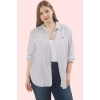 Kadın Çizgili Dokuma Gömlek Büyük Beden Rahat Kalıp Günlük Stil Yaz Aylarının Vazgeçilmezi