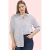 Kadın Çizgili Dokuma Gömlek Büyük Beden Rahat Kalıp Günlük Stil Yaz Aylarının Vazgeçilmezi