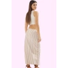 Kadın Çizgili Keten Görünümlü Pamuklu Sarong Midi Etek Günlük Yaz Kombinleri Modern Tasarım