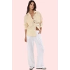 Kadın Çizgili Oversize Gömlek Basic Siluet Uzun Kollu Rahat Günlük Yaz Aylarının Vazgeçilmezi