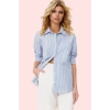 Kadın Çizgili Oversize Gömlek Basic Siluet Uzun Kollu Rahat Günlük Yaz Aylarının Vazgeçilmezi