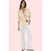 Kadın Çizgili Oversize Gömlek Basic Siluet Uzun Kollu Rahat Günlük Yaz Aylarının Vazgeçilmezi