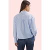 Kadın Çizgili Oversize Gömlek; Taş Detaylı Cepler; Regular Boy; Rahat Günlük Stiller Hafta Sonu