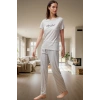 Kadın Çizgili Pijama Takımı Rahat Örme Kumaş Modern Stil Premium Kalite Trend Tasarım