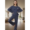 Kadın Çizgili Pijama Takımı Viskon Kumaş Rahat Kesim Profesyonel Görünüm Premium Kalite