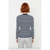 Kadın Çizgili Triko Fitted Uzun Kol Bisiklet Yaka Akrilik Basic Casual Günlük Kazak Kaliteli