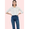 Kadın Crop Basic Gömlek Pamuk Dokuma Kumaş Rahat Günlük Stil Hafta Sonu Yaz Aylarının Vazgeçilmezi