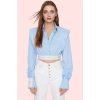 Kadın Crop Gömlek Basic Siluet Poplin Dokuma Düz Desenli Günlük Kullanım Dayanıklı Malzeme