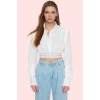 Kadın Crop Gömlek Basic Siluet Poplin Dokuma Düz Desenli Günlük Kullanım Dayanıklı Malzeme