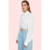 Kadın Crop Gömlek Basic Siluet Poplin Dokuma Düz Desenli Günlük Kullanım Dayanıklı Malzeme
