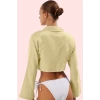 Kadın Crop Gömlek Pamuk Müslin Oversize Uzun Kollu Yaz Plaj Günlük Kullanım Modern Tasarım