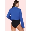 Kadın Crop Gömlek Pamuk Müslin Oversize Uzun Kollu Yaz Plaj Günlük Kullanım Modern Tasarım