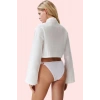 Kadın Crop Gömlek Pamuk Müslin Oversize Uzun Kollu Yaz Plaj Günlük Kullanım Modern Tasarım