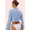 Kadın Crop Gömlek Pamuk Müslin Oversize Uzun Kollu Yaz Plaj Günlük Kullanım Modern Tasarım