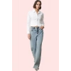 Kadın Crop Gömlek Pamuk Polyester Dokuma Kumaş Şık Tasarım Günlük Kullanım Kaliteli Malzeme