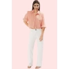 Kadın Crop Gömlek Yaka Düz Desenli Dokuma Terrycotton Kumaş Günlük Kullanım Modern Tasarım