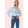 Kadın Crop Gömlek Yaka Poplin Pamuklu Şık Gece Kombinleri Günlük Kullanım Kaliteli Malzeme