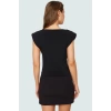 Kadın Degaje Yaka Kısa Kollu Örme Bluz Regular Kalıp Polyester Karışımlı Yazlık Rahat Kullanım