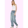 Kadın Denim Baggy Jean Pantolon Yüksek Bel Casual Tasarım Günlük Kullanım Kaliteli Malzeme