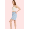 Kadın Denim Bermuda Şort Geniş Paça Düz Desen Pamuk Günlük Kullanım Yaz Aylarının Vazgeçilmezi