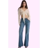 Kadın Denim Flare Jean Düşük Bel İspanyol Paça Rahat Günlük Hafta Sonu Yaz Aylarının Vazgeçilmezi